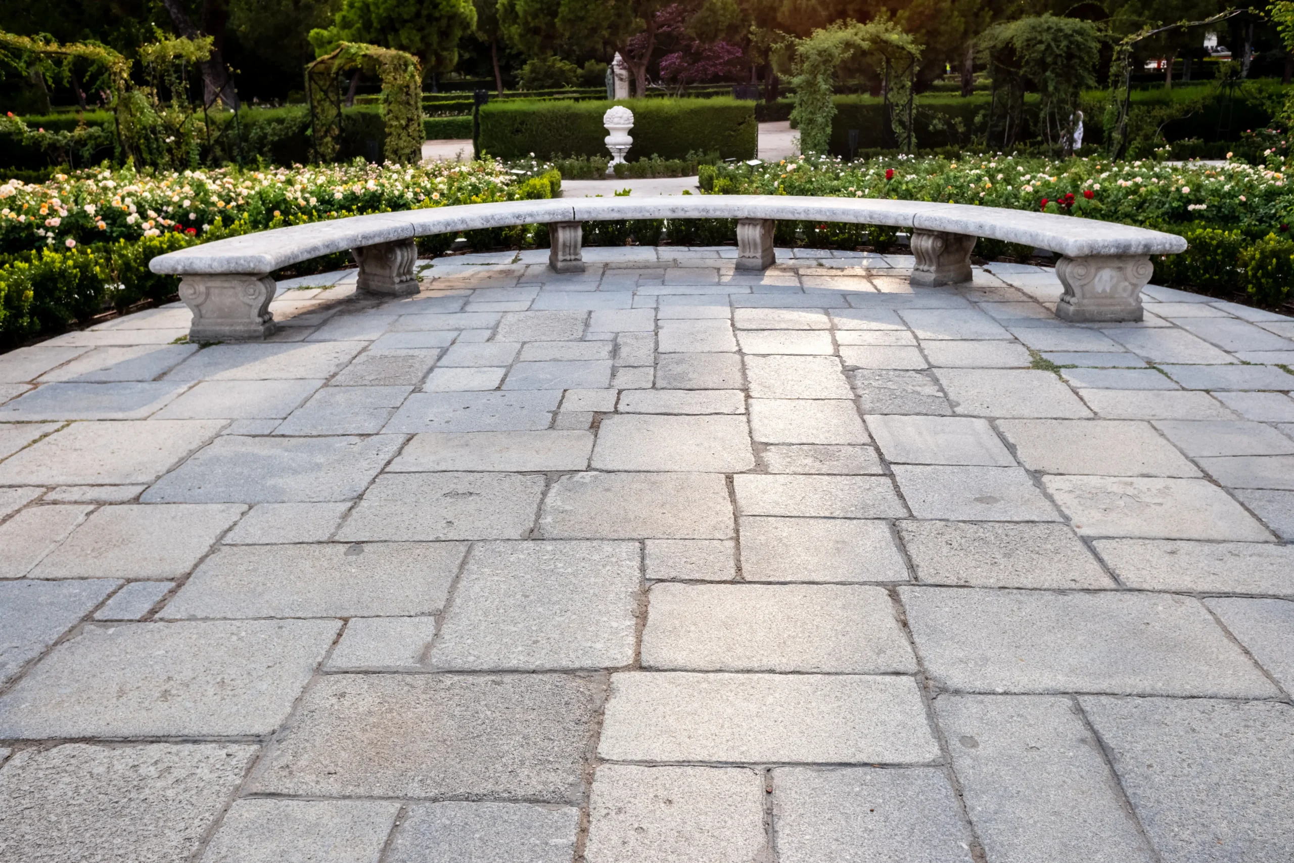 Bluestone patio next to a concrete patio for comparison in New York